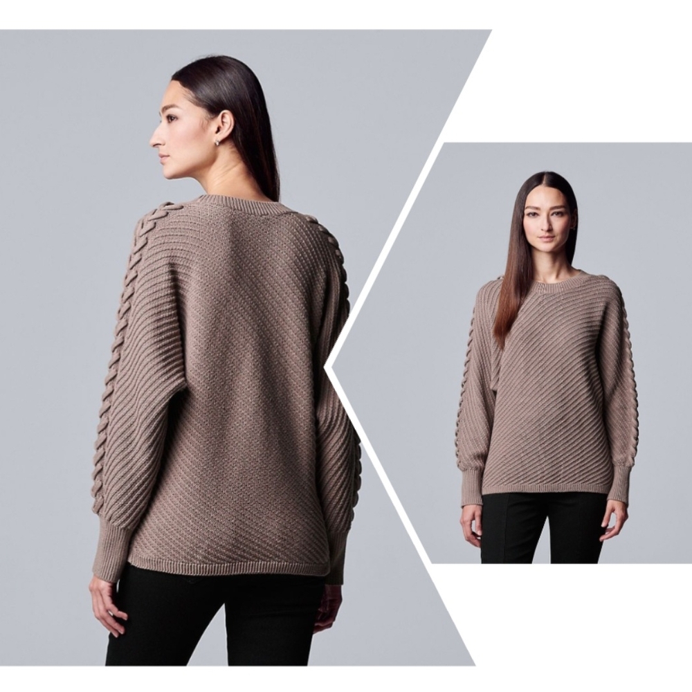 Simply Vera Wang Ottoman Stitch Dolman Sleeve Pink Pullover Sweater